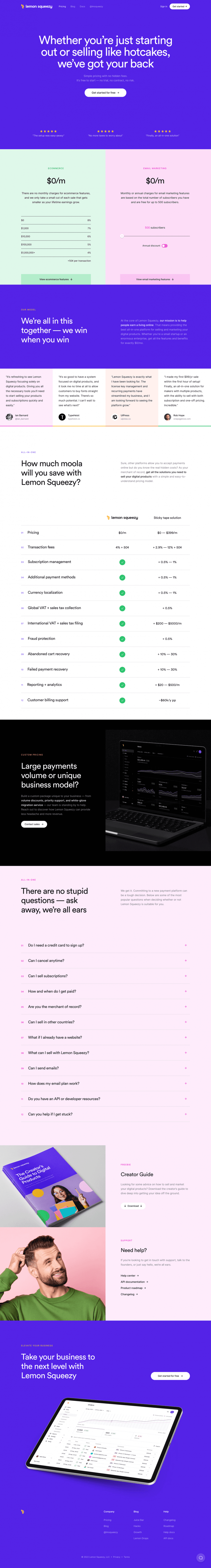 Lemon Squeezy pricing website preview