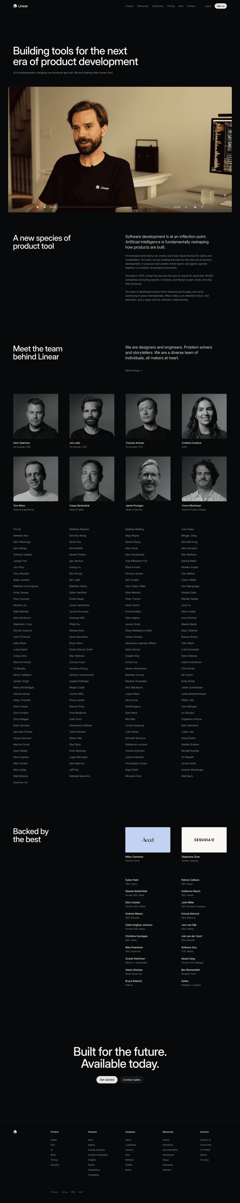 Linear about us website preview