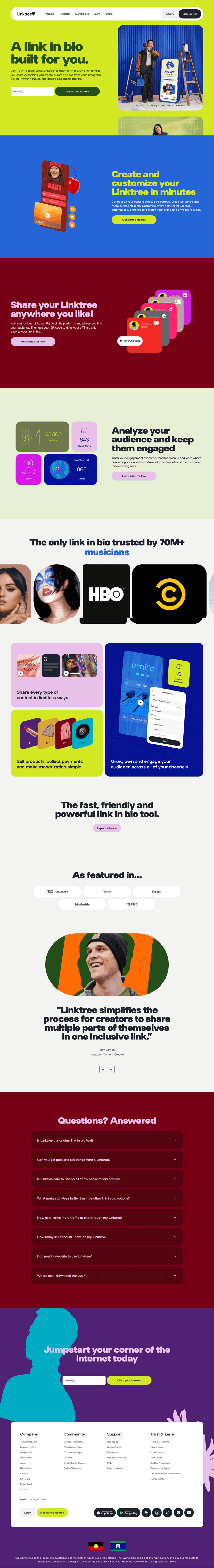 Linktree landing page website preview