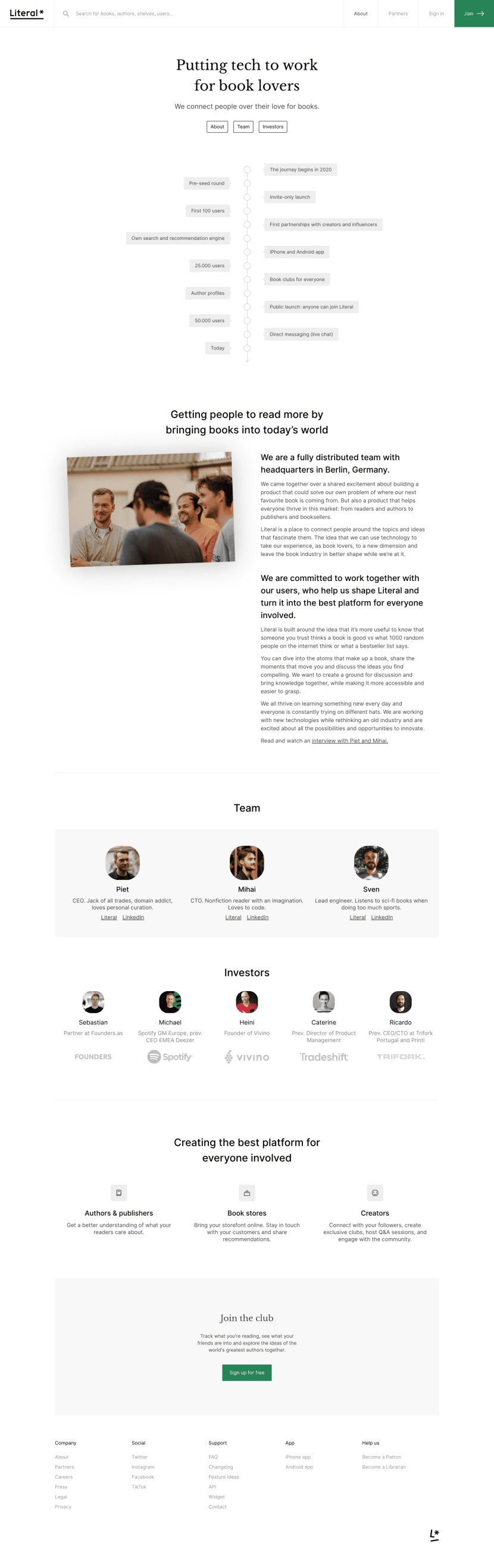 Literal about us website preview