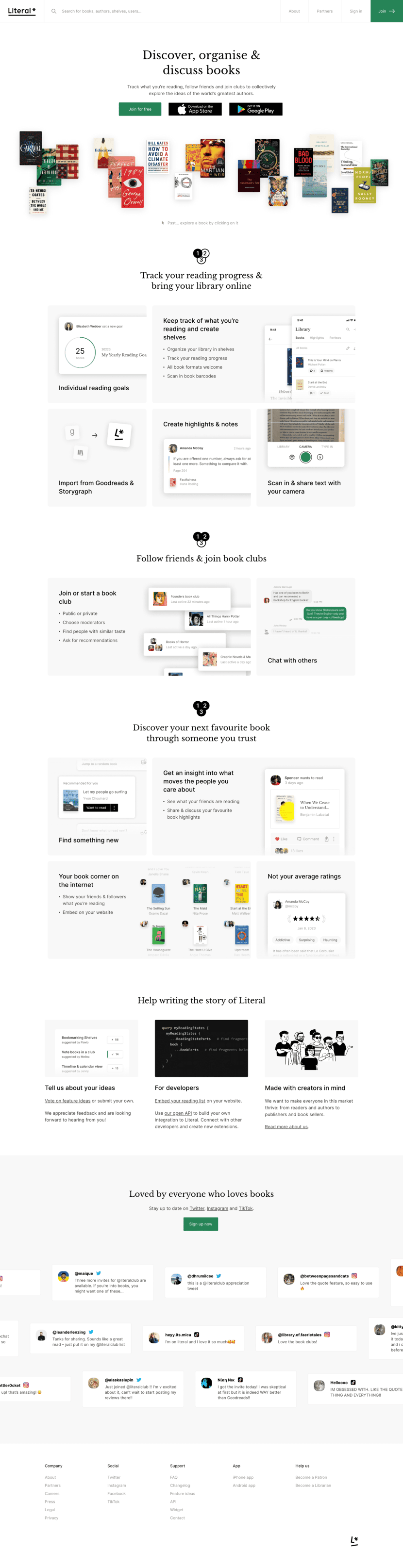 Literal landing page website preview