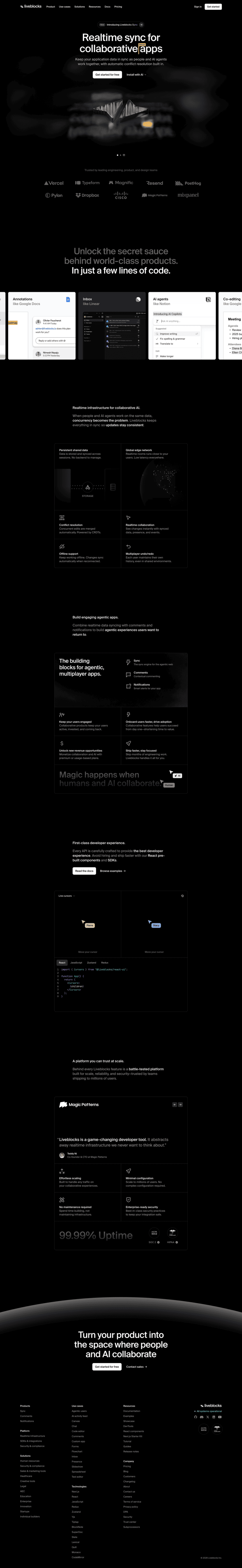 Liveblocks landing page website preview