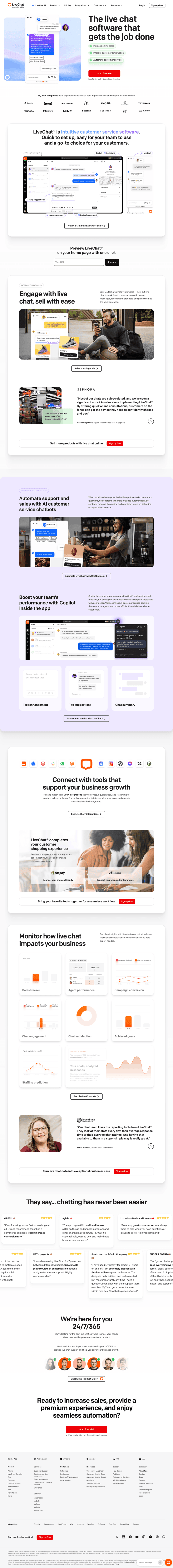 LiveChat landing page website preview