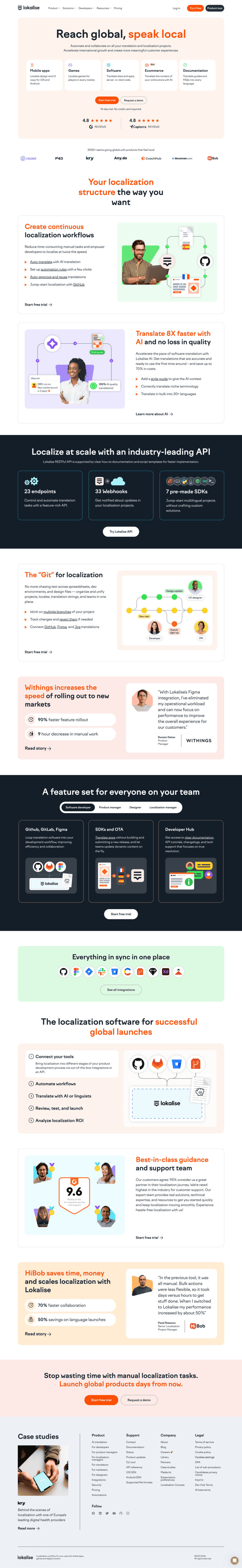 Lokalise landing page website preview