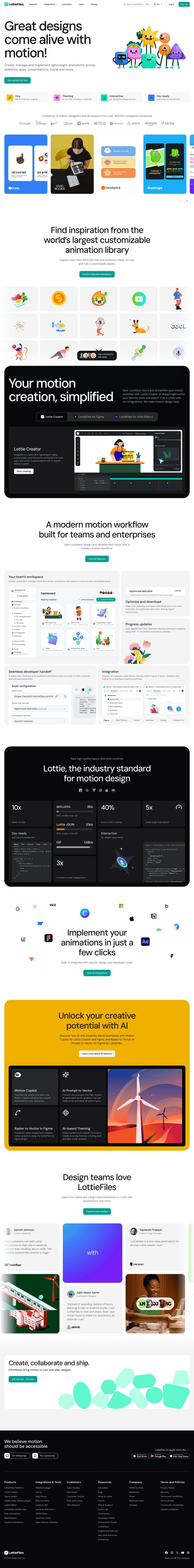 LottieFiles landing page website preview