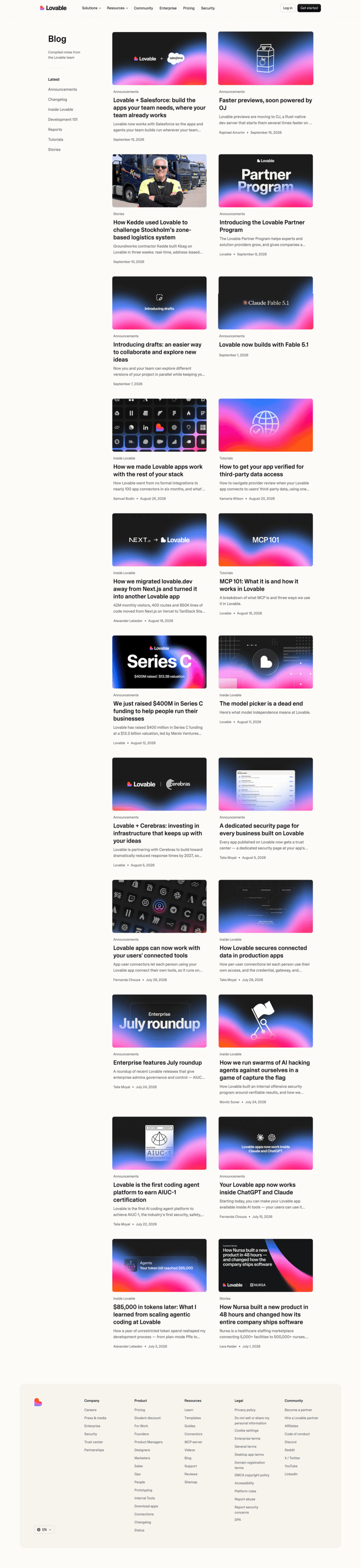 Lovable blog website preview
