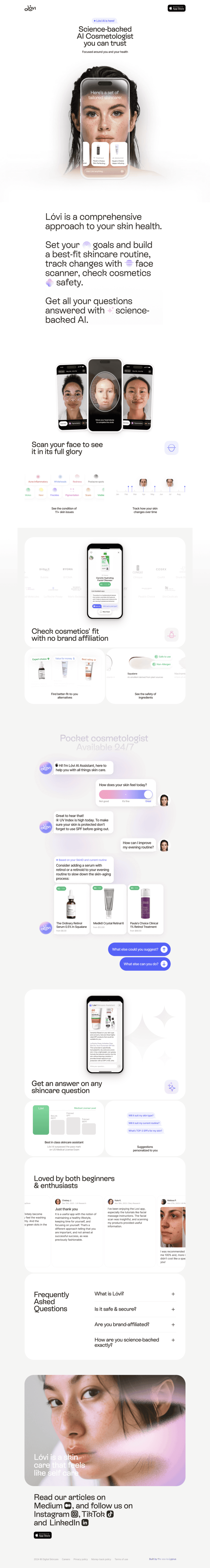 Lovi landing page full-page website screenshot