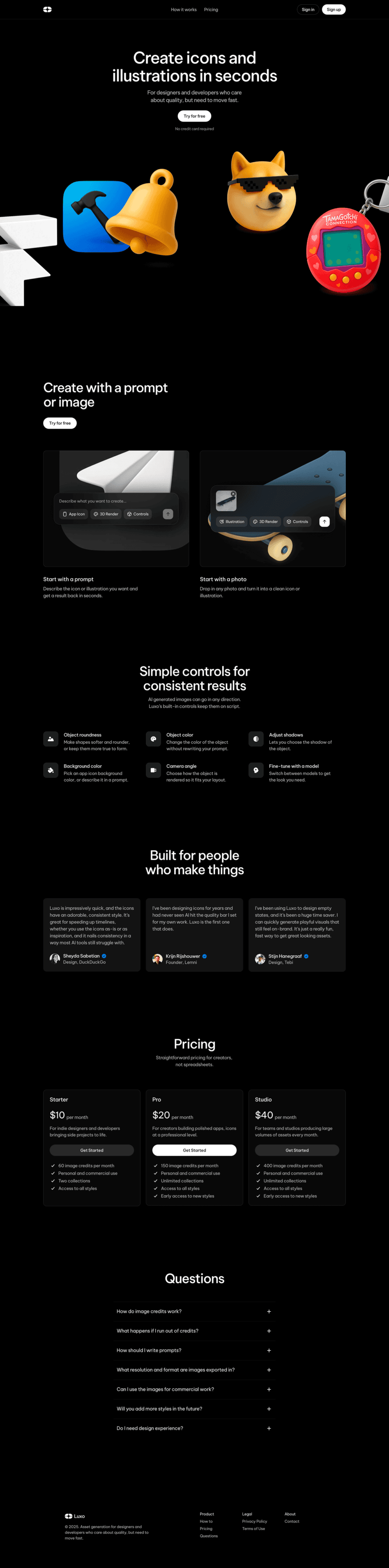 Luxo landing page website preview