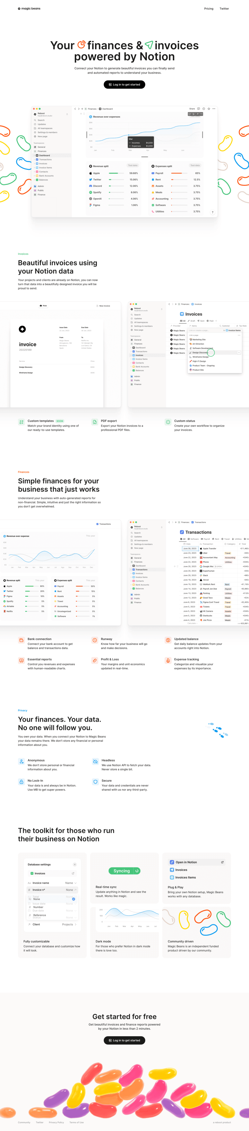 Magic Beans landing page website preview