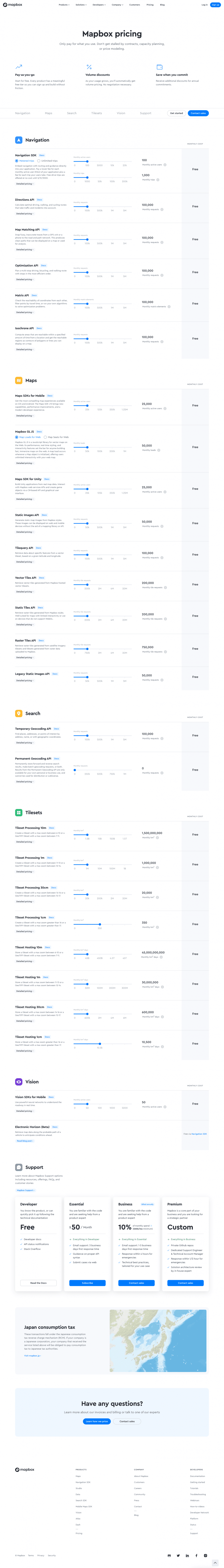 Mapbox pricing website preview
