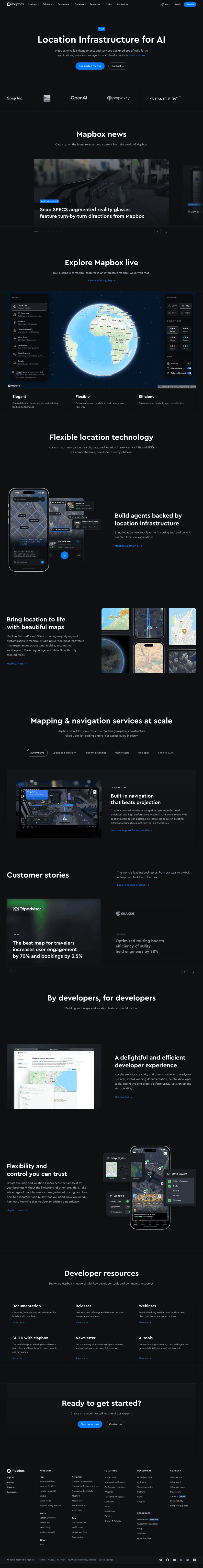 Mapbox landing page website preview