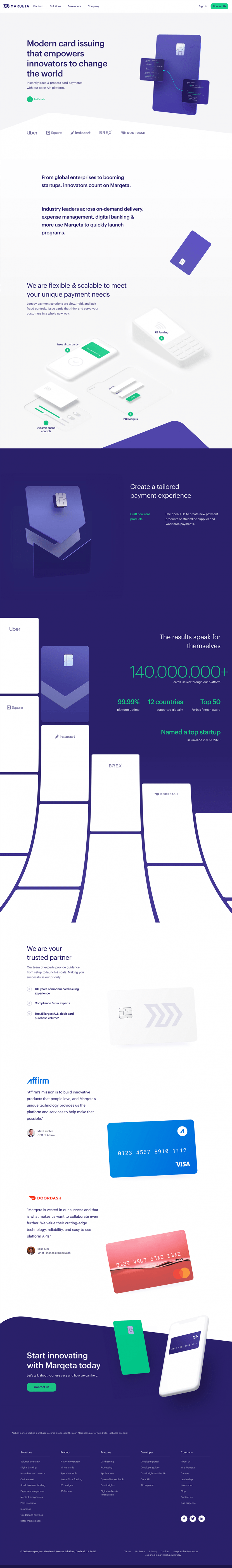 Marqeta landing page website preview