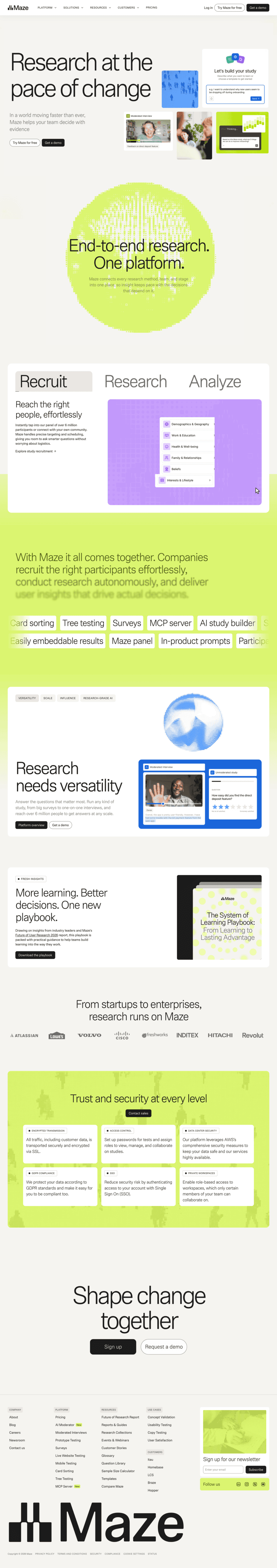 Maze landing page full-page website screenshot