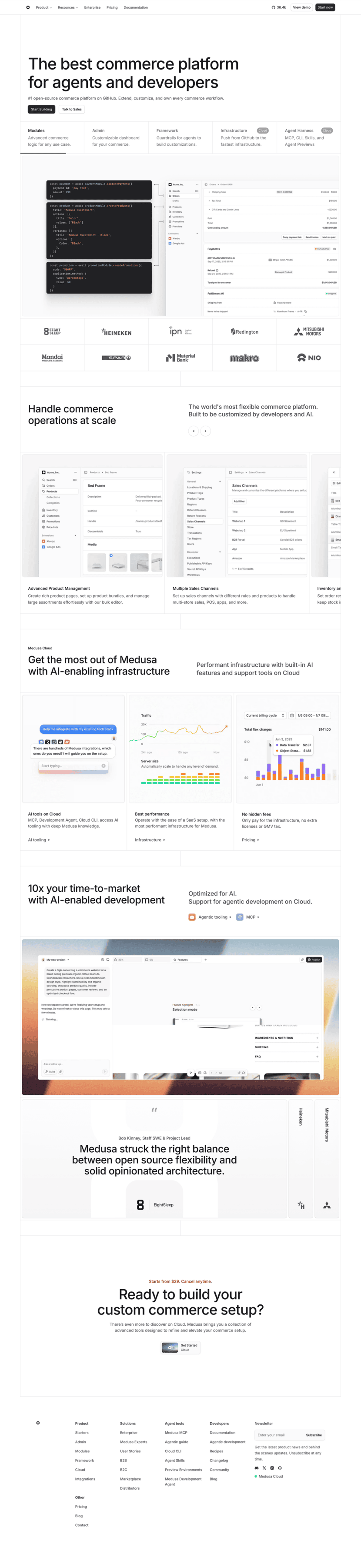Medusa landing page website preview