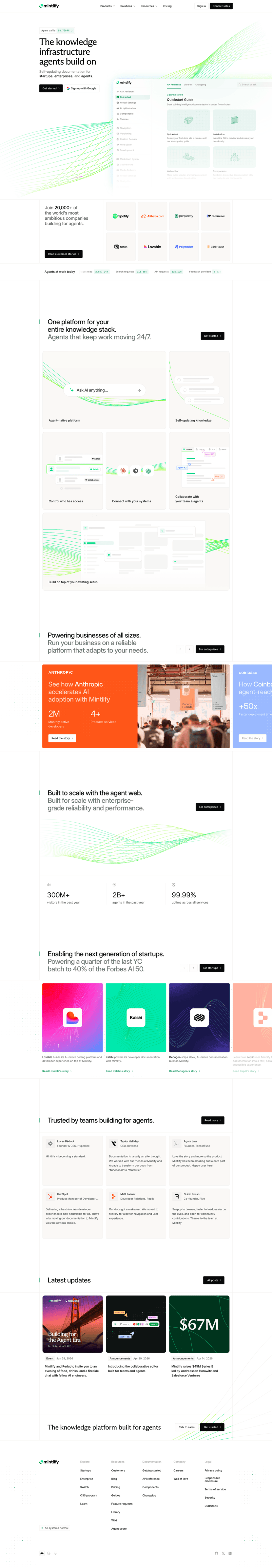 Mintlify landing page website preview
