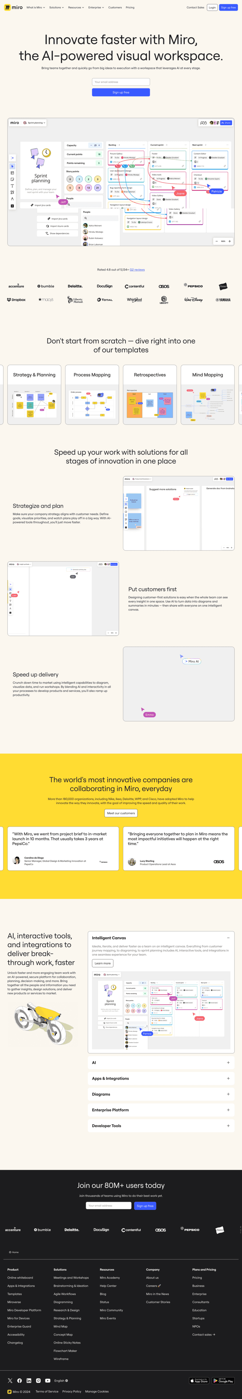 Miro landing page website preview