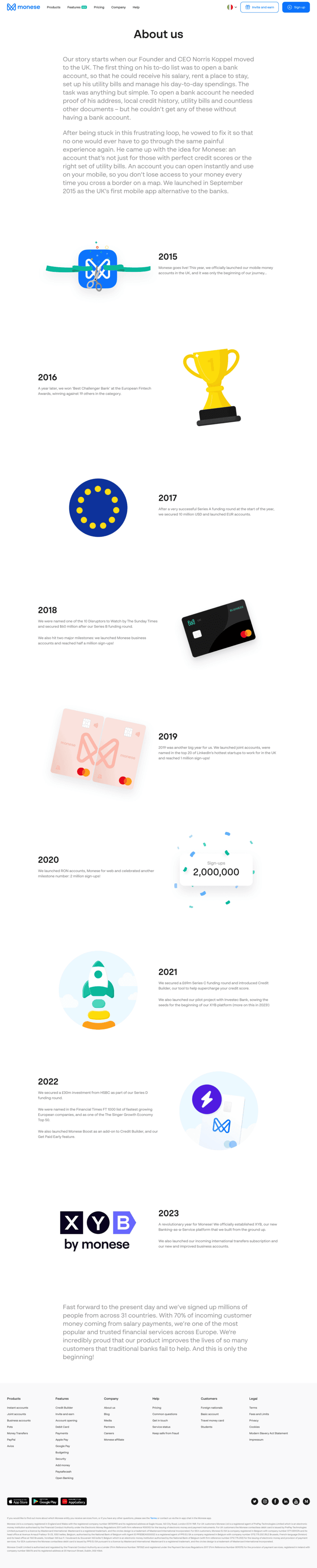 Monese about us website preview