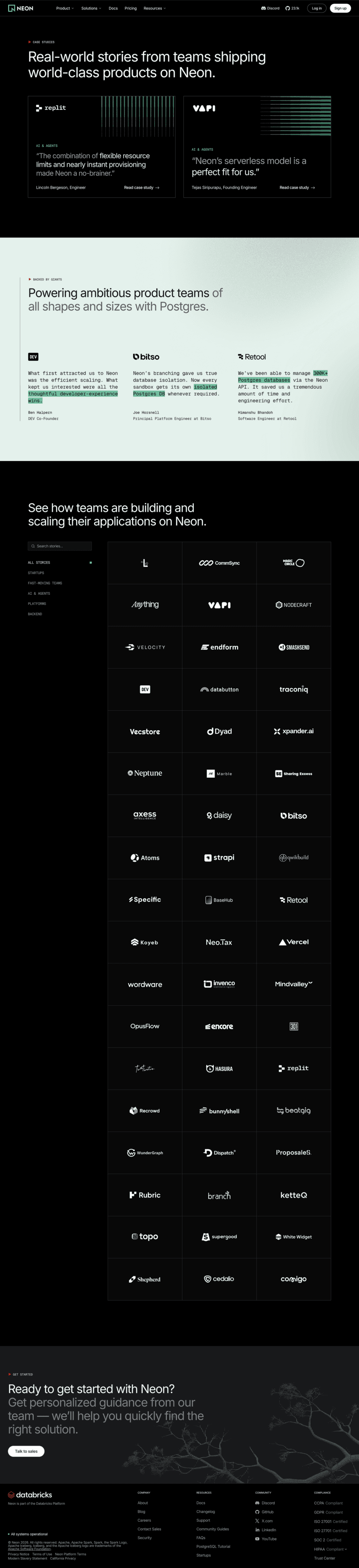 Neon testimonials website preview