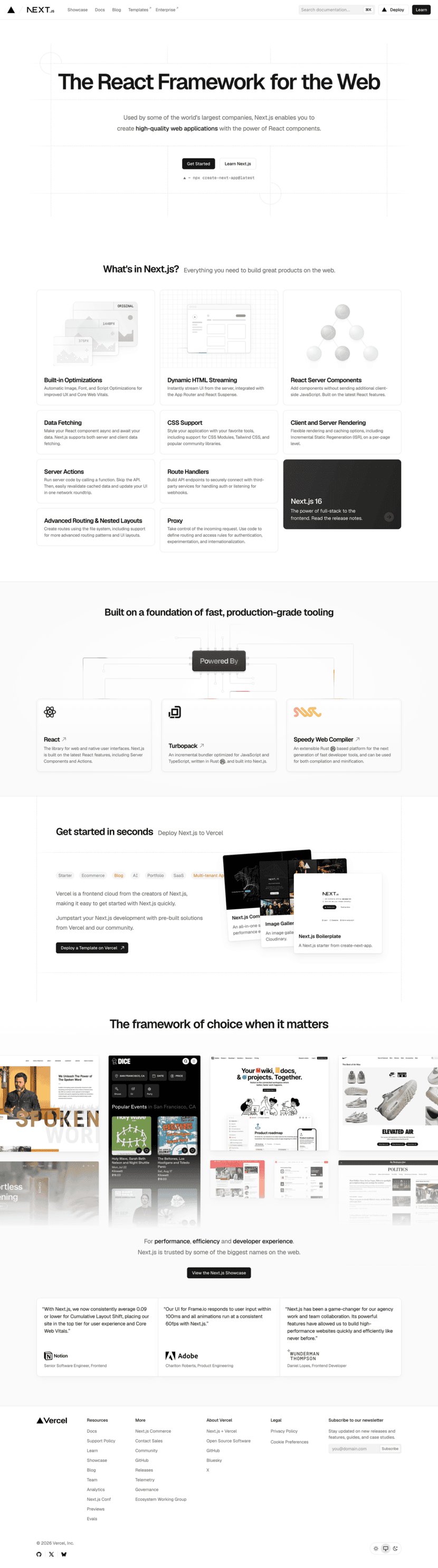 Next.js landing page full-page website screenshot