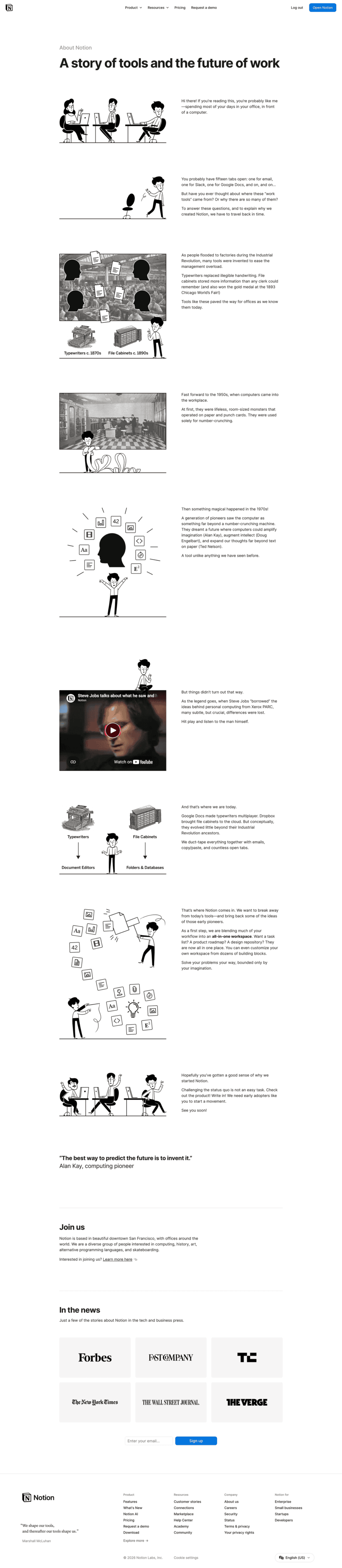 Notion about us website preview