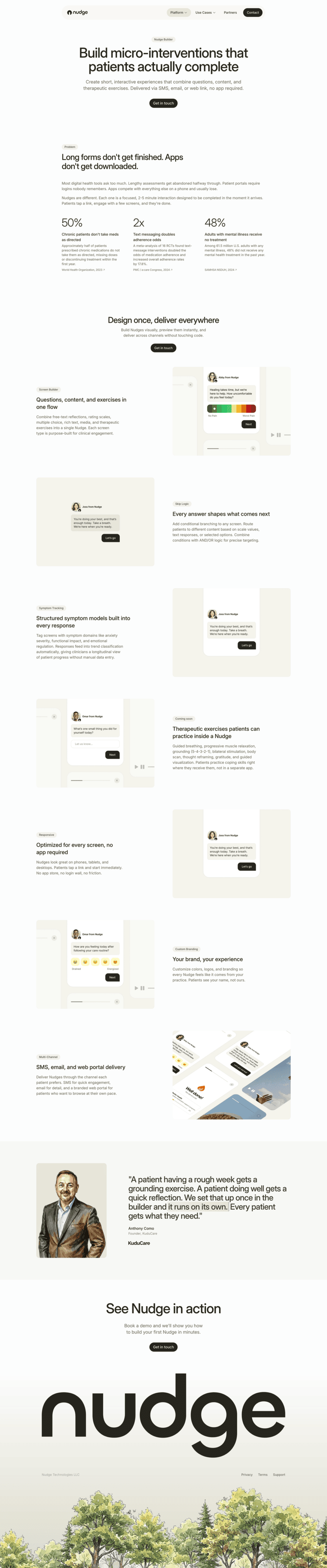 Nudge features website preview