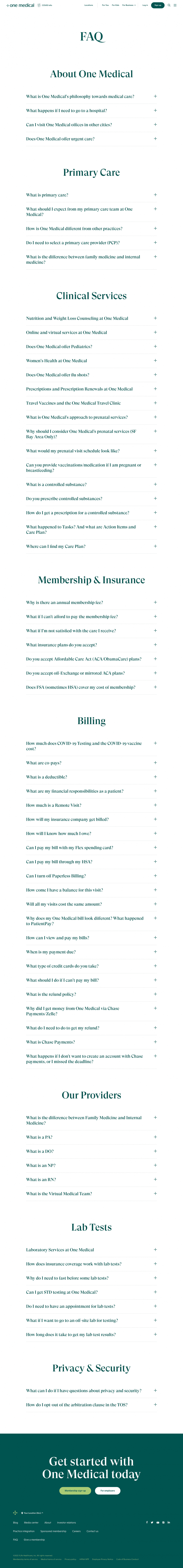 One Medical FAQ website preview