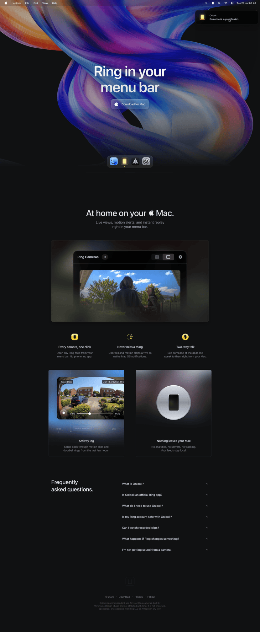Onlook landing page website preview