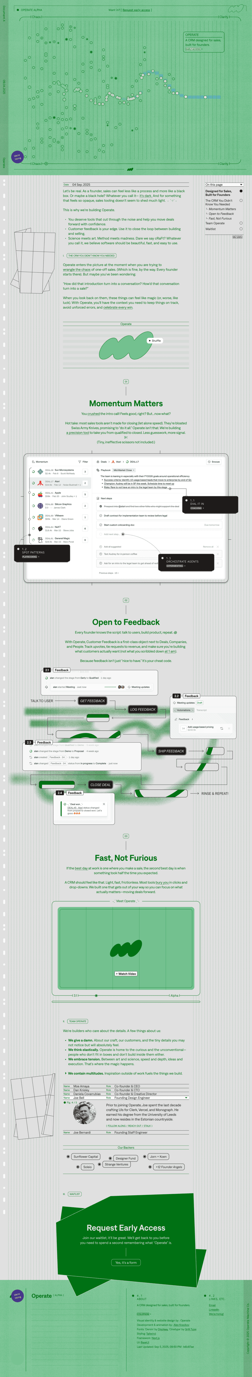 Operate landing page full-page website screenshot