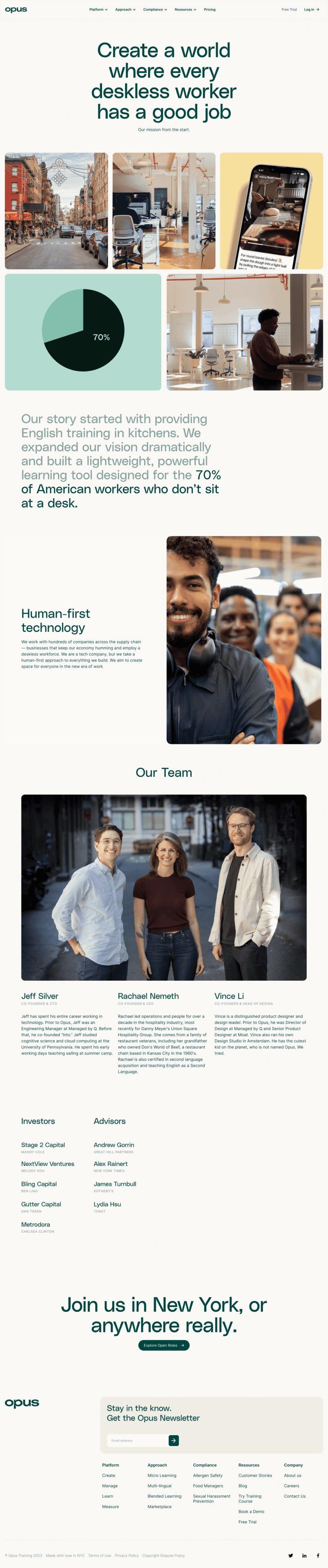 Opus about us website preview