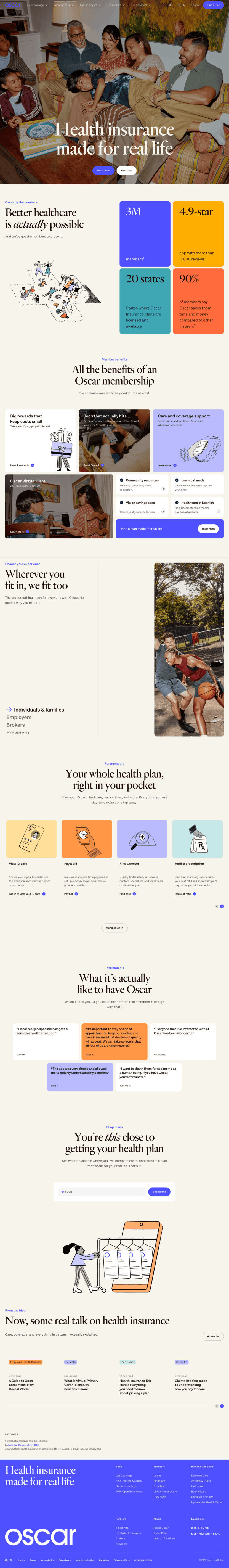 Oscar landing page website preview