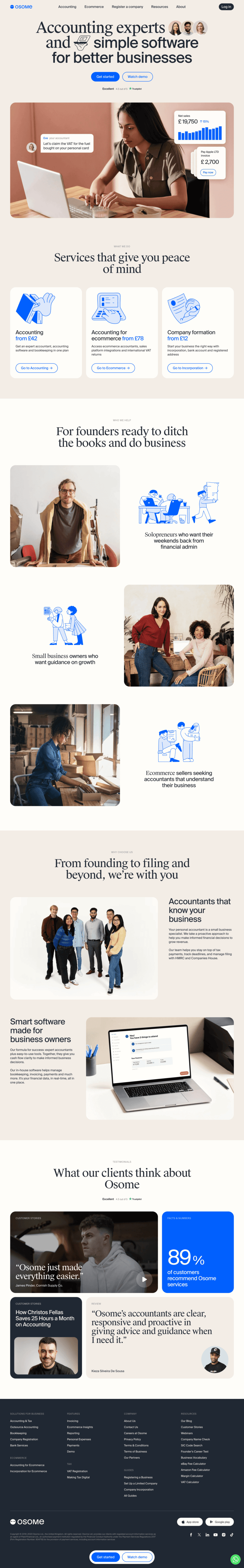Osome landing page full-page website screenshot