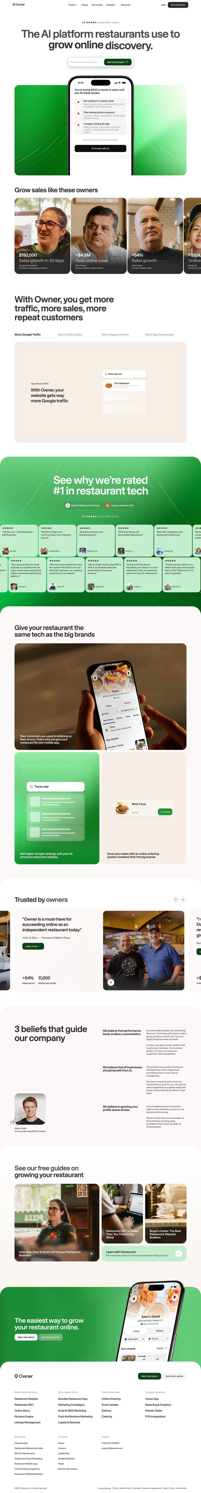 Owner landing page full-page website screenshot