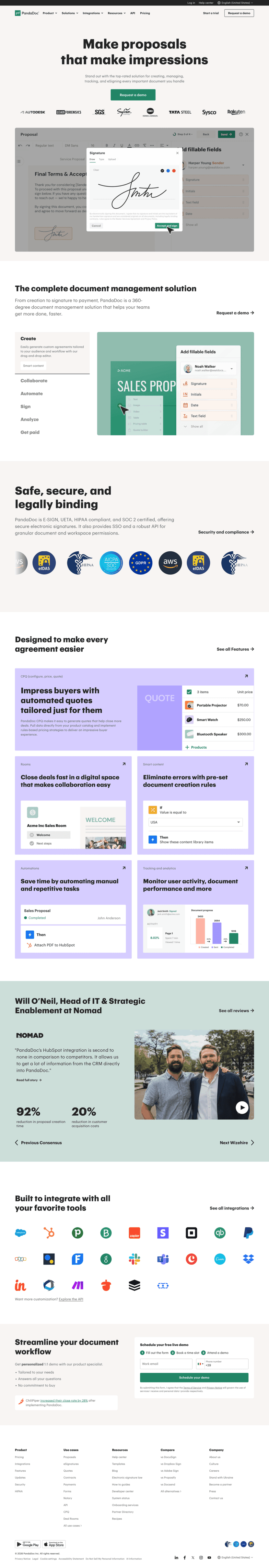 PandaDoc landing page website preview