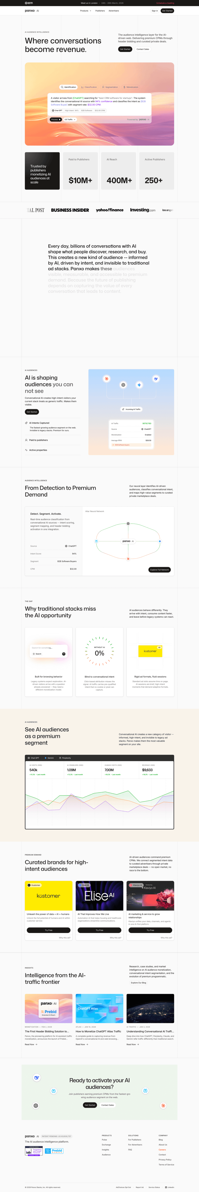 Panxo landing page website preview