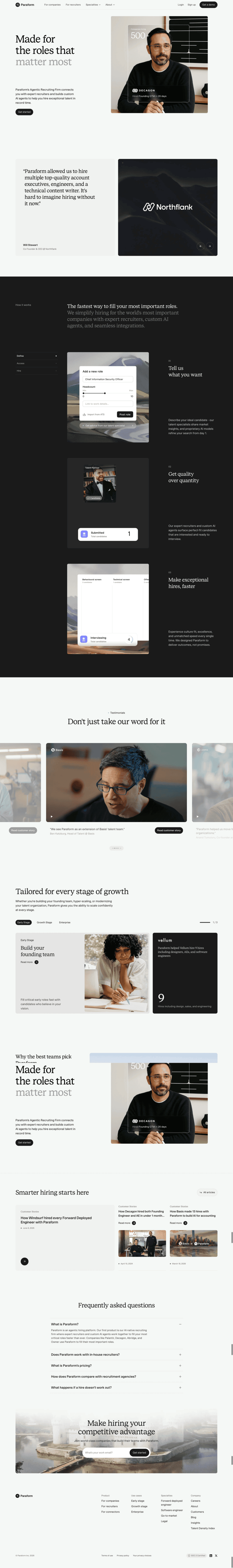 Paraform features website preview