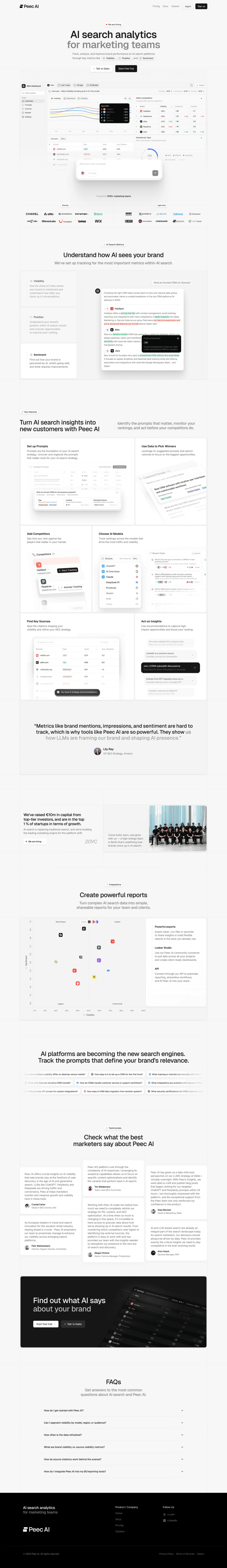 Peec AI landing page website preview