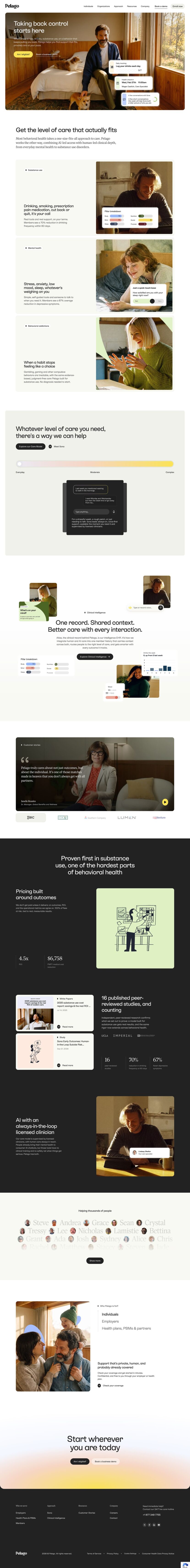 Pelago landing page website preview