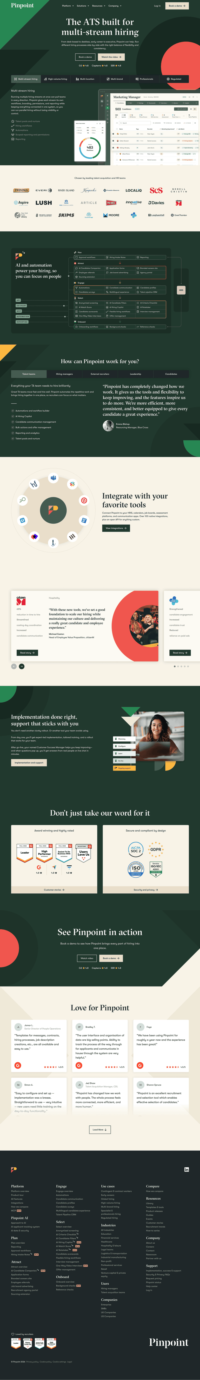 Pinpoint landing page full-page website screenshot