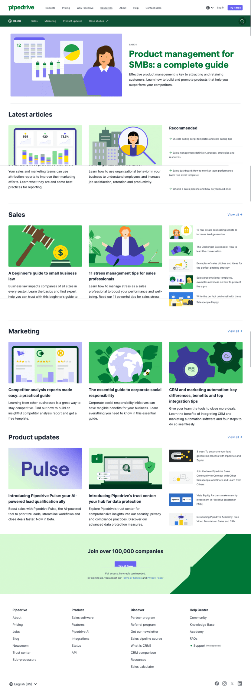 Pipedrive blog website preview