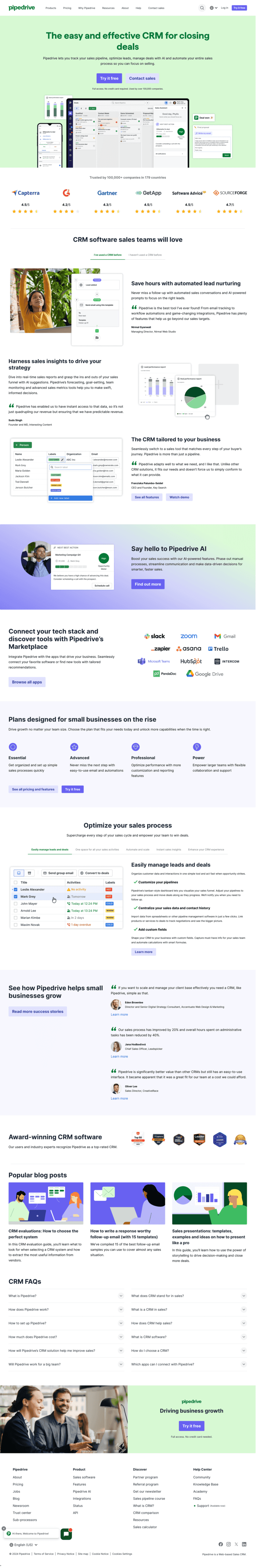 Pipedrive landing page website preview