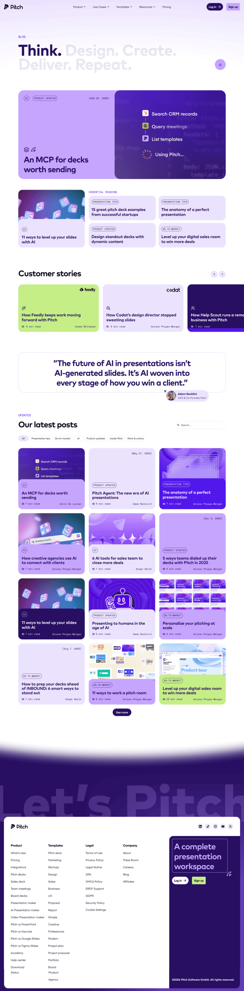 Pitch blog website preview
