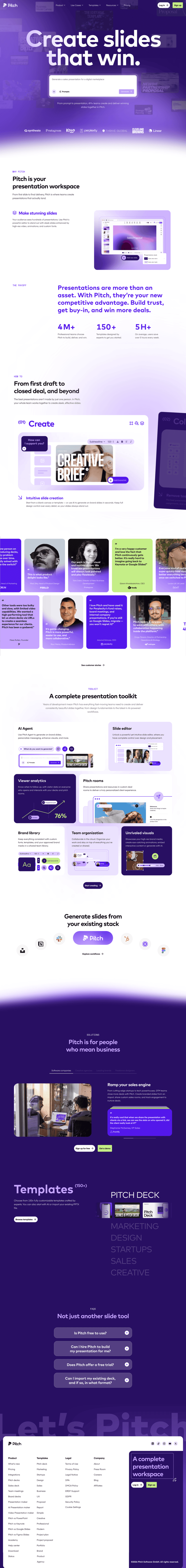 Pitch landing page website preview