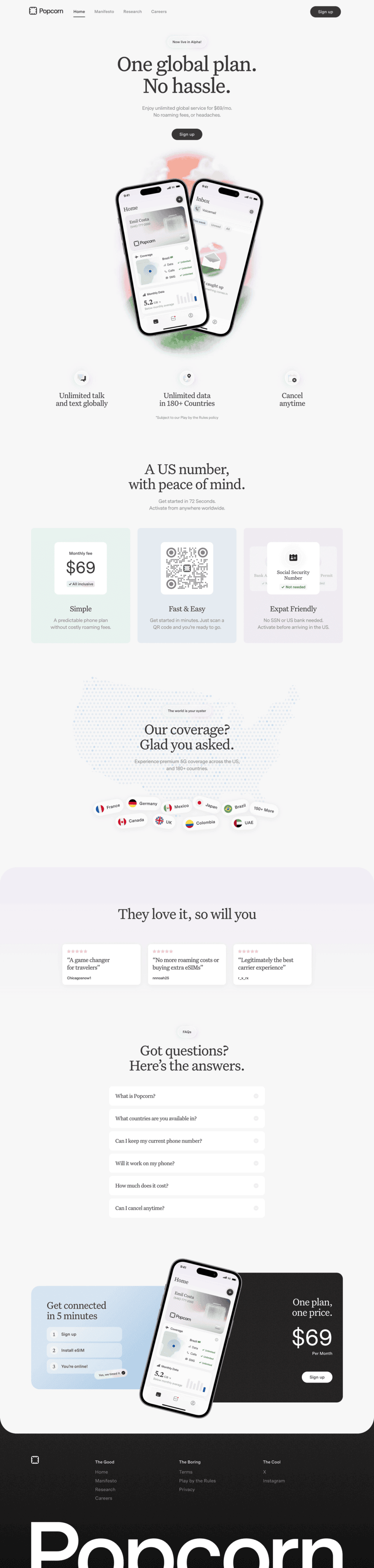 Popcorn landing page website preview