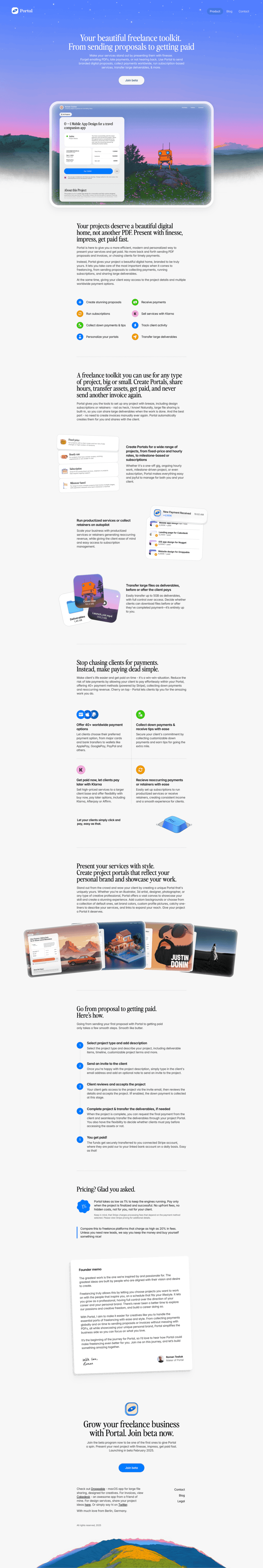 Portal landing page website preview