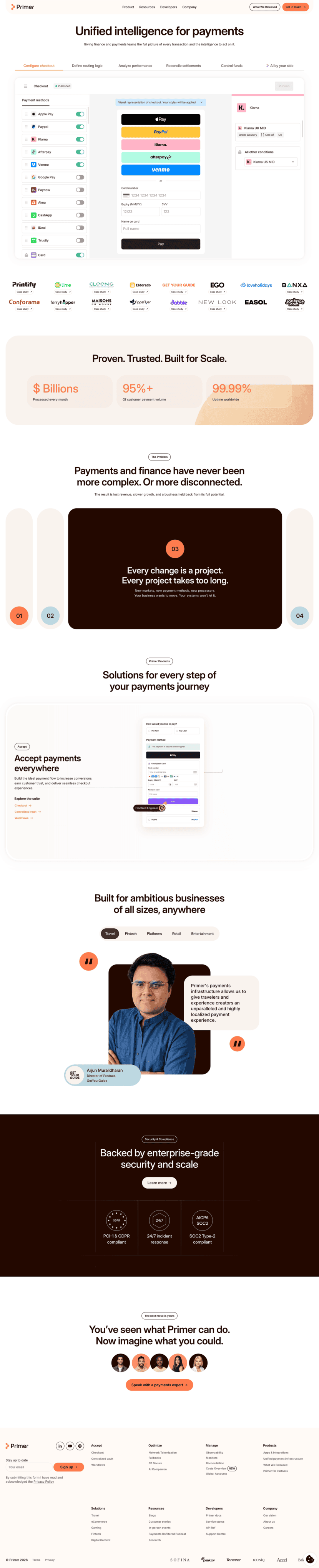 Primer landing page website preview