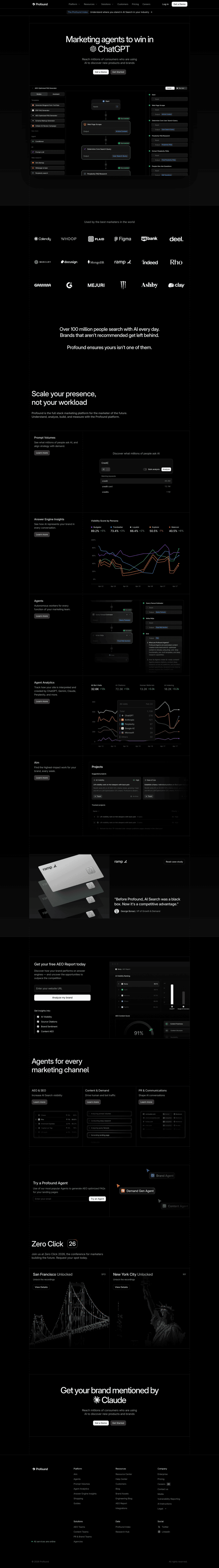 Profound landing page website preview