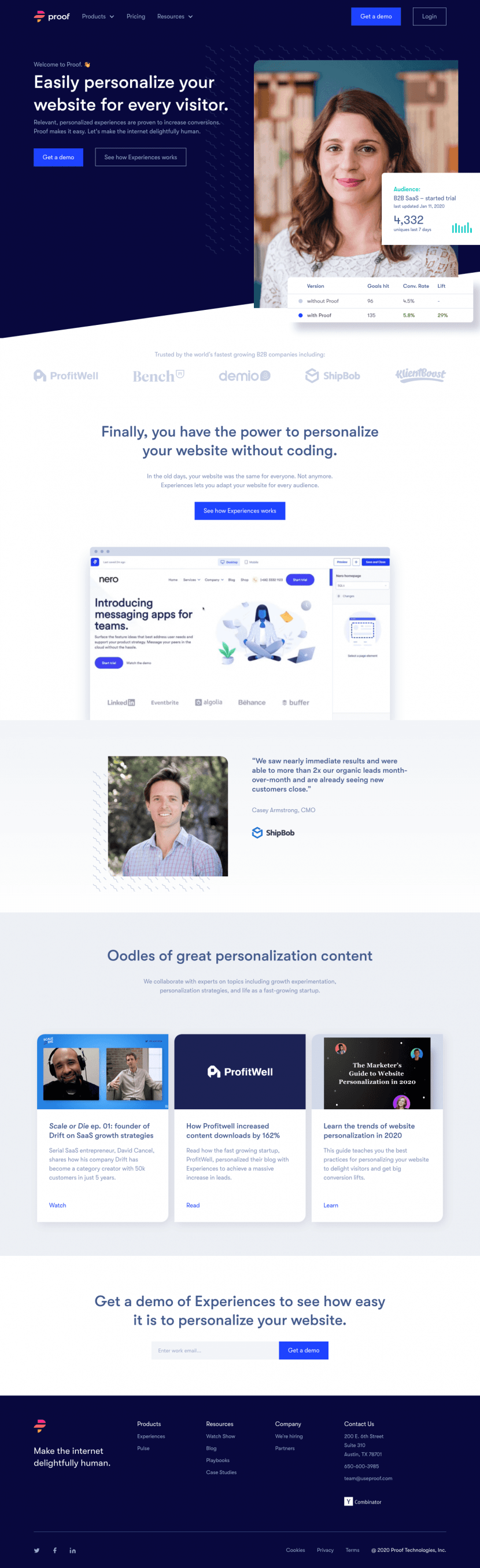 Proof landing page website preview