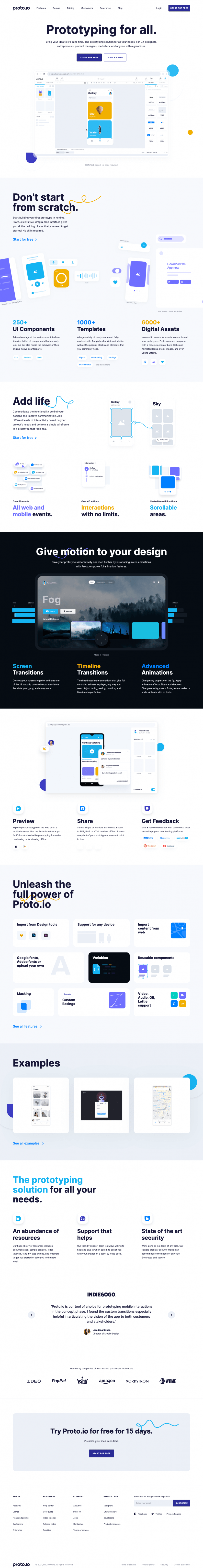 Proto.io landing page full-page website screenshot