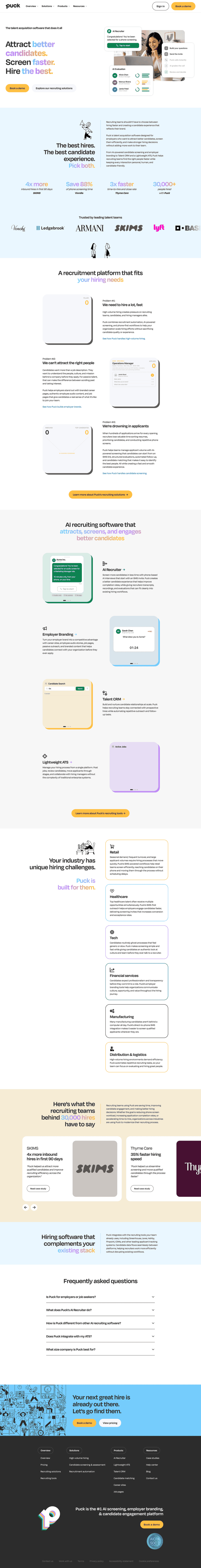 Puck landing page website preview