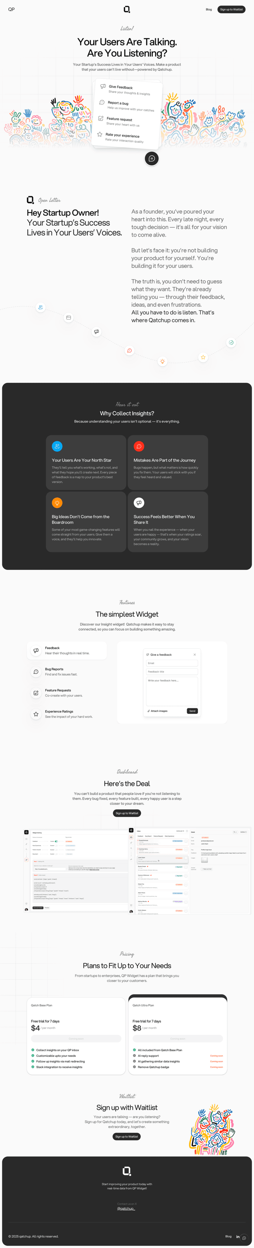 Qatch up landing page website preview